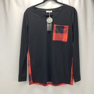 Blooming Jolly Black Red Plaid Top Size Small NWT